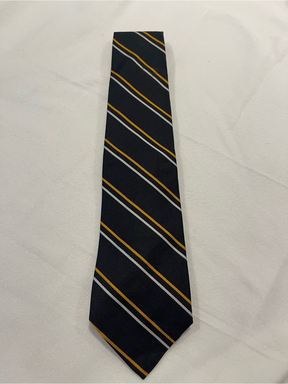 Brooks Brothers black Tie with yellow/Gold and white Diagonal Stripes